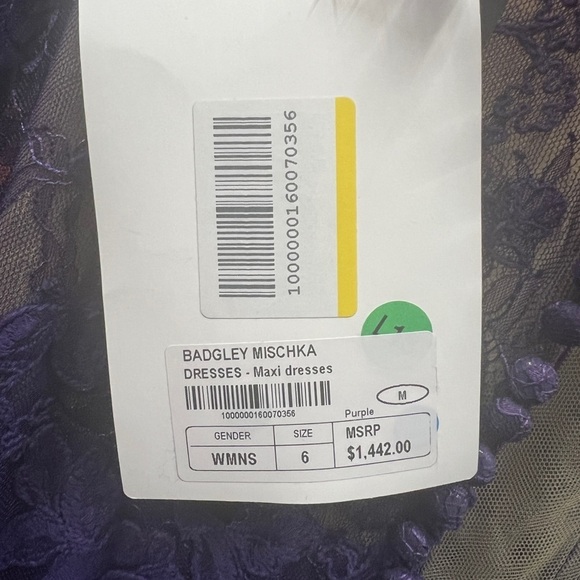 Badgley Mischka NWT Size 6 Deep-Purple Off-The-Shoulder Lace Gown - Picture 15 of 15